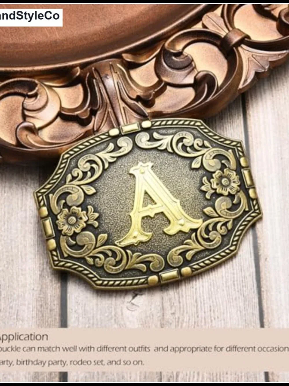 Western Initial Letter A-Z Belt Buckle Antique Golden Metal Belts Accessory Men